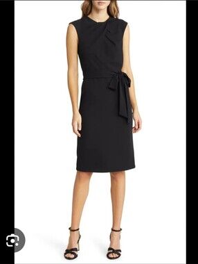Lauren Ralph Lauren Black Sleeveless Midi Dress Size 10 NWT Belted Elegant
